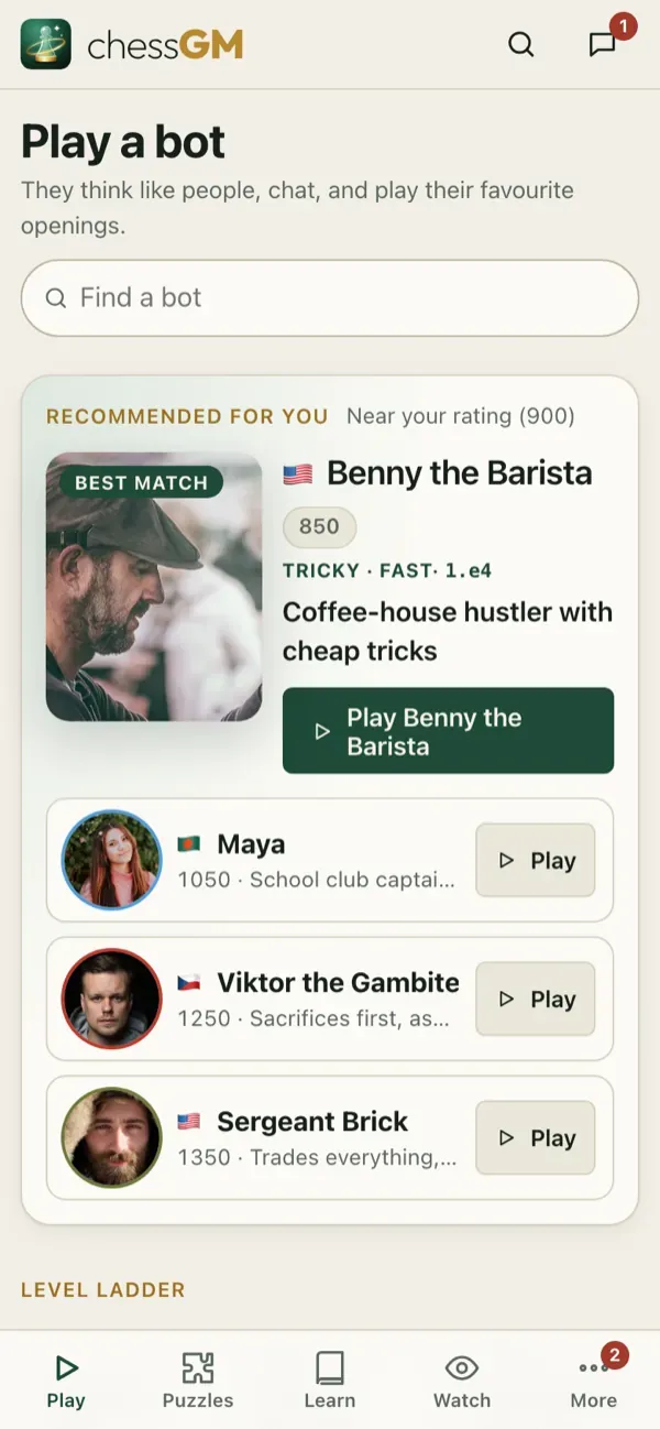 The bots list