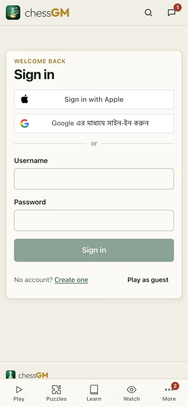 Sign in and register