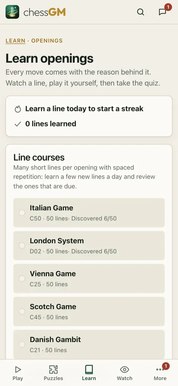 Opening courses