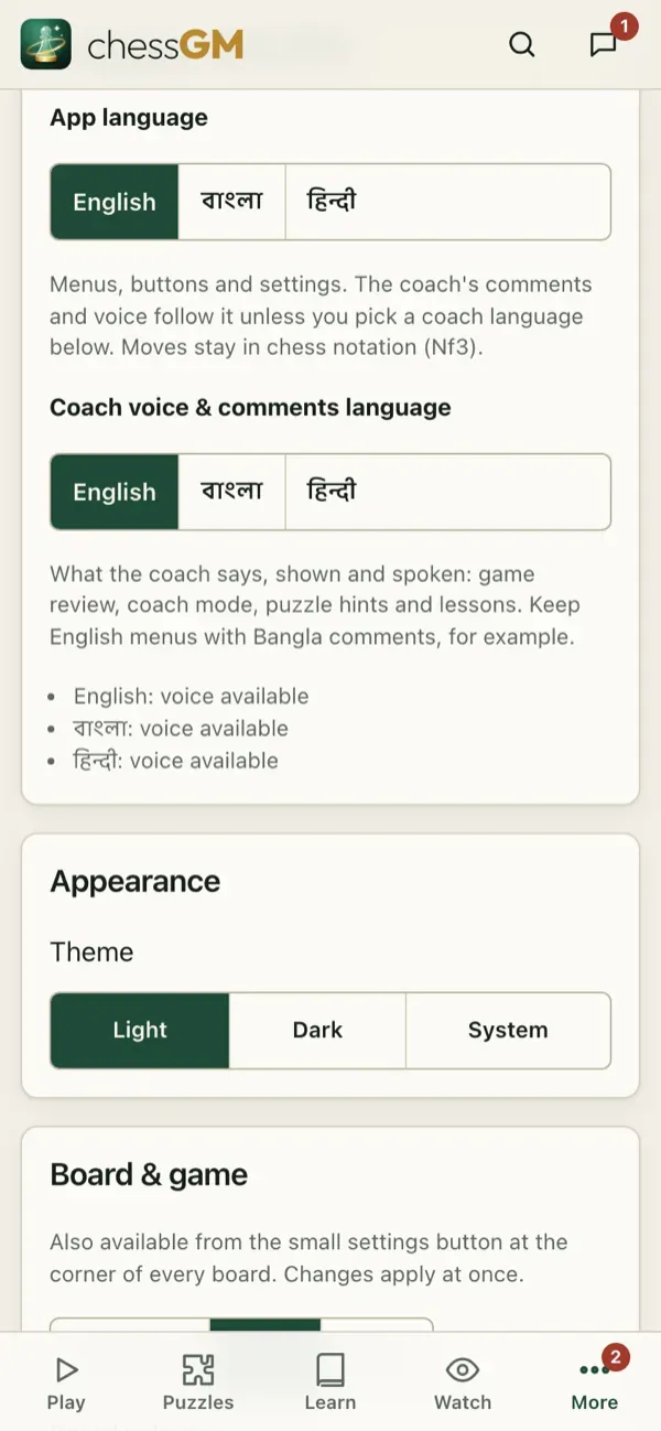 Language setting