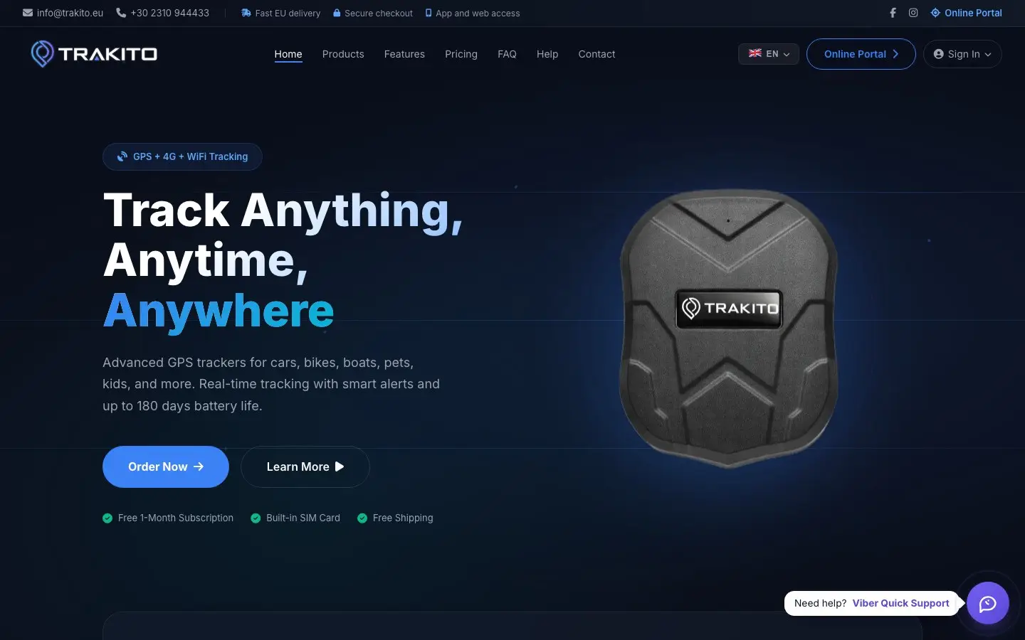 Homepage of Trakito